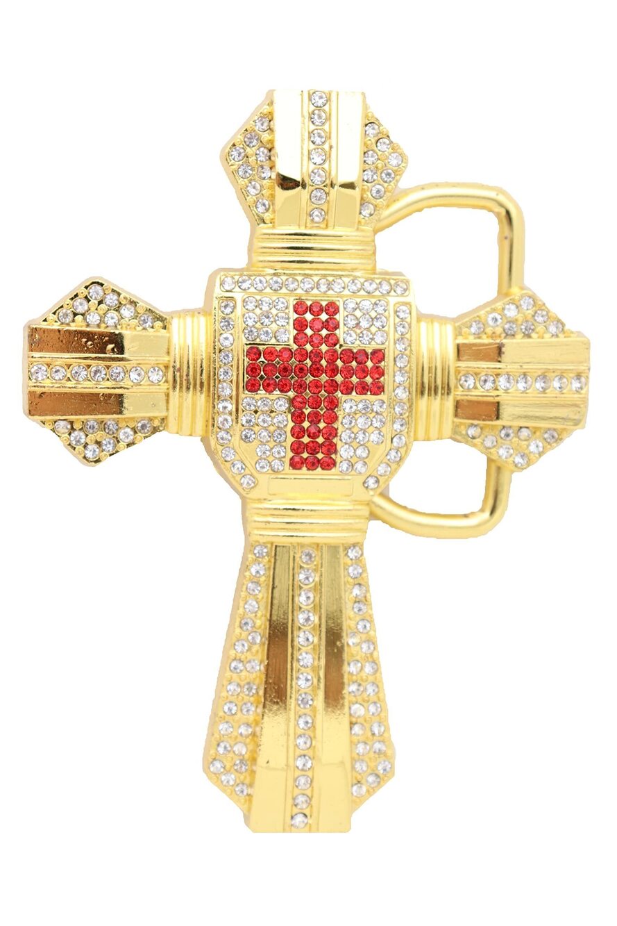 6704 Gold Metal Belt Buckle Hip Hop Fashion Big Cross Weekend Religious